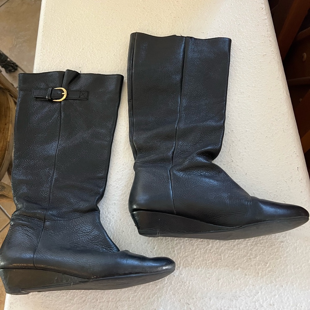 Steve Madden tall black leather boots size 8